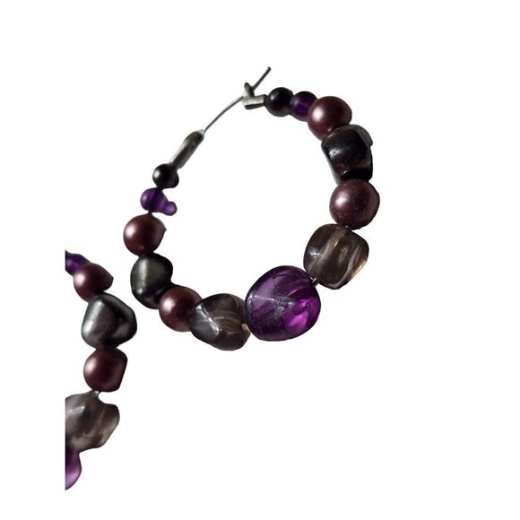 Amethyst Purple Handmade Hoop Earrings - Picture 4 of 5